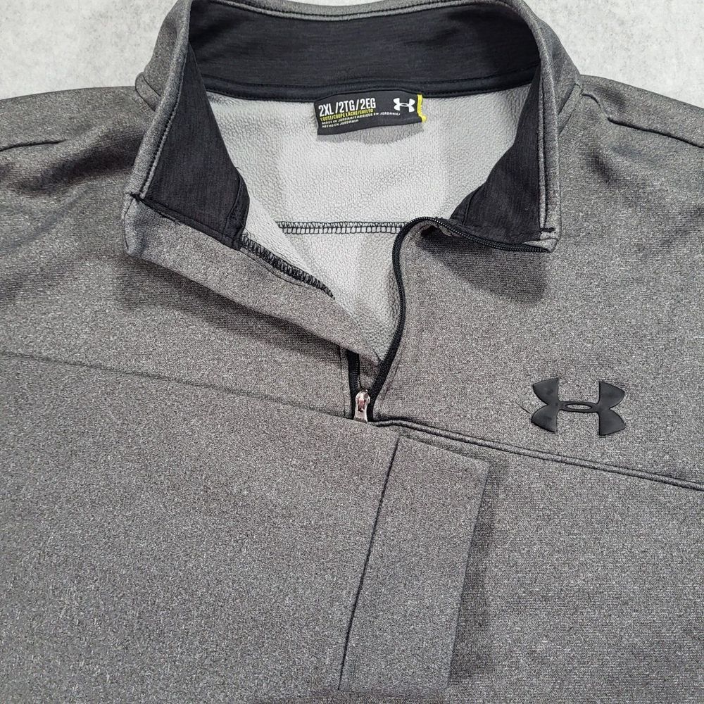 Under Amour Mens 2XL‎ Loose Gray 1/4 Zip Long Sleeve Fleece Pullover